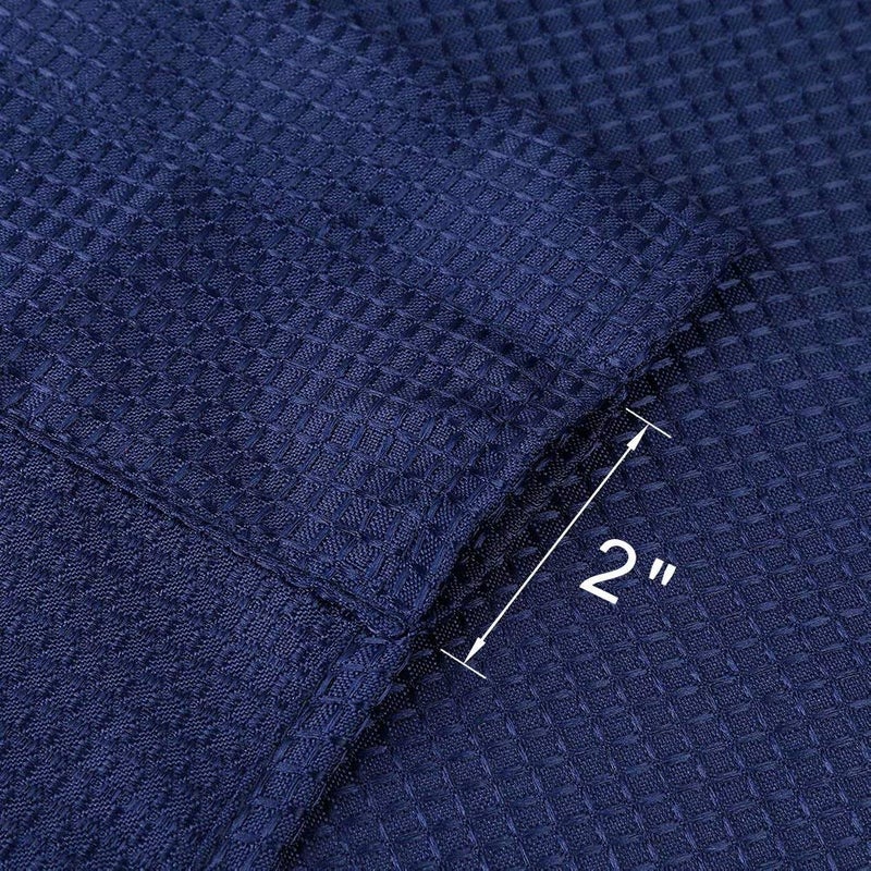 NANAN Kitchen Cafe Curtains,Waffle Weave Textured Tailored Short Curtains for Bathroom Waterproof Window Covering Tier Curtains - 30" x 36", Navy Blue, Set of 2 - Image 2